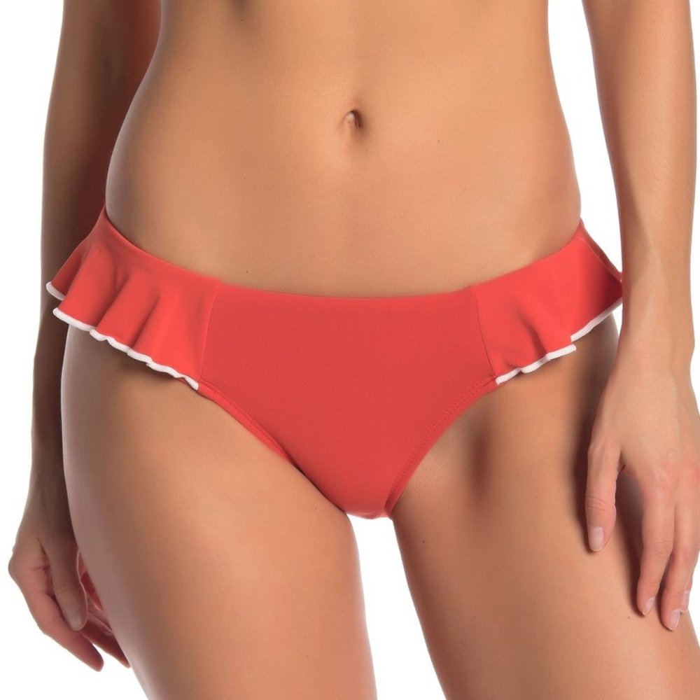 (NWT) Robin Piccone Malia Ruffle Bikini Bottom Pimento Size SMALL